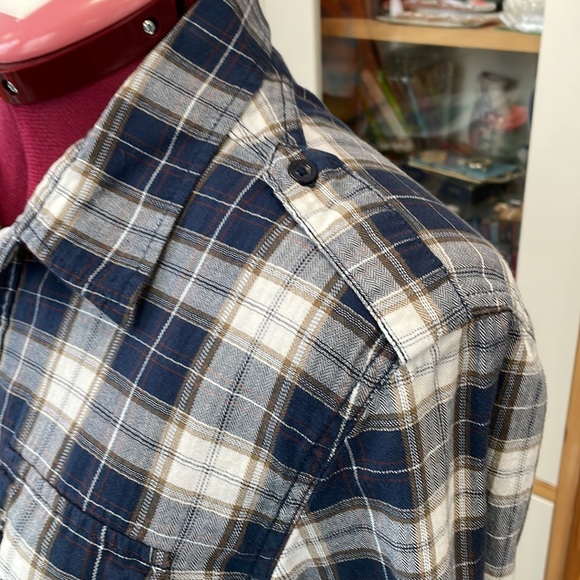 Blue and Brown Plaid Button Up - Picture 9 of 10